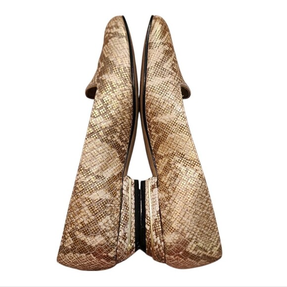 California Magdesians Shoes Women 6.5 Gold Leather Snakeskin Print Slip On Vtg - Picture 11 of 14